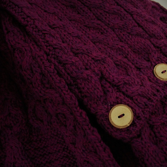 New Irish Aran Button Infinity Scarf Wool Blue Tan - Picture 5 of 9